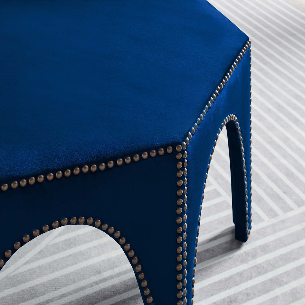 Blue Navy Velvet Ottoman Accent Chair L3647