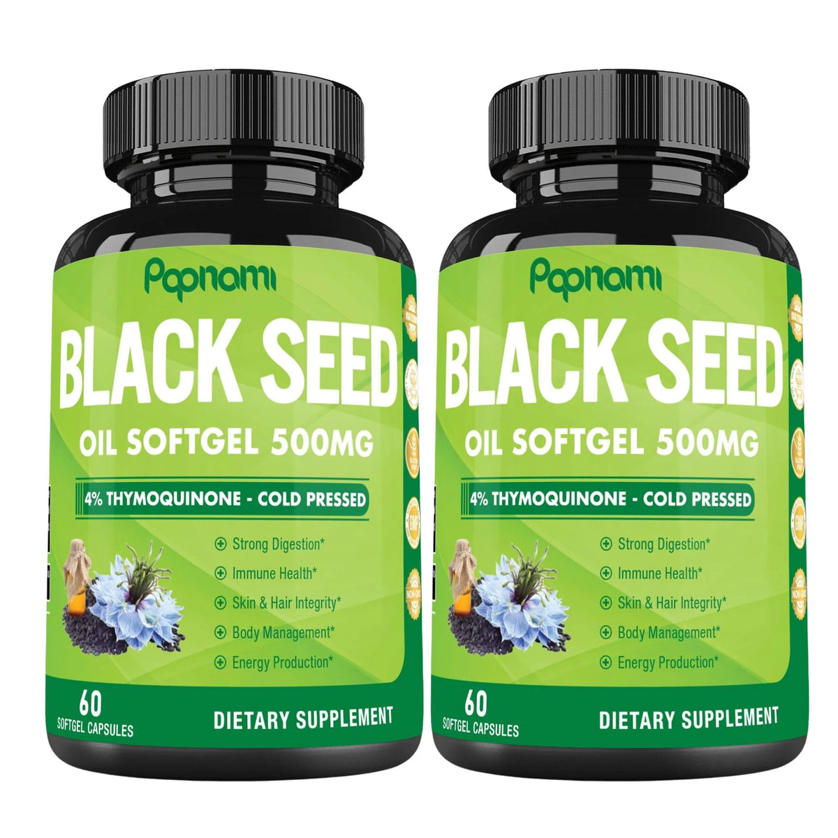Black Seed Oil Softgel Capsules 500mg 60 Counts 2 Packs T8644